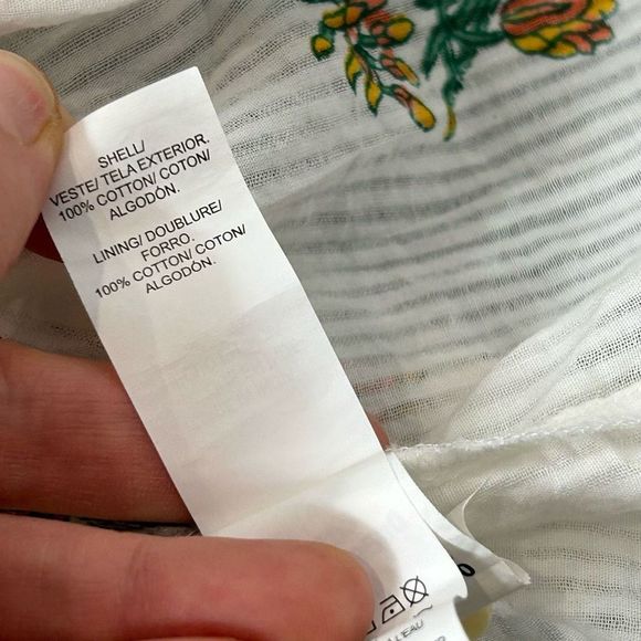 Lucky Brand Women White Cotton Pineapple Print Midi Dress Ruffle Sleeveless Maxi - Picture 12 of 14